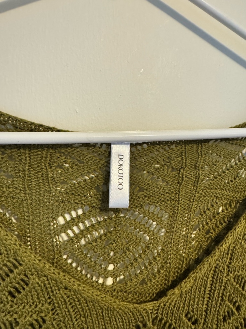 Olive Green Crochet Sweater Top XL - Picture 2 of 3